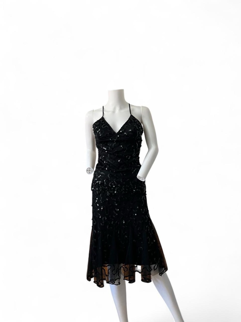 Black Beaded Two-Piece Evening Dress - Women's Formal Set - Picture 3 of 8